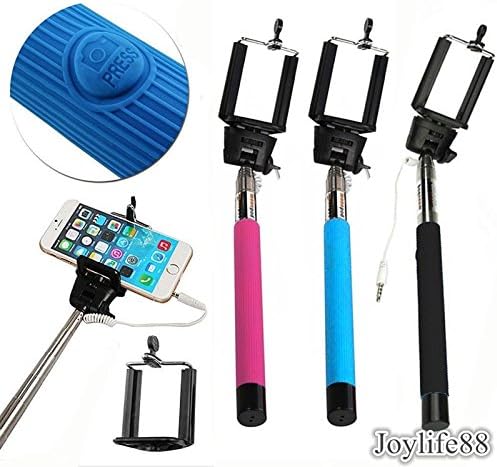 Wired Selfie Stick Handheld Monopod Built-in Shutter Extendable + Mount Holder New
