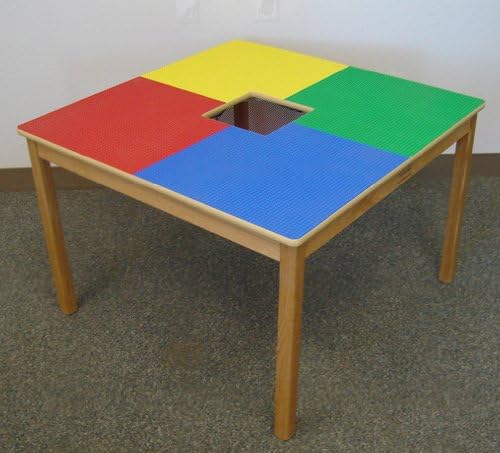 LEGO COMPATIBLE SMALL GRID PLAY TABLE WITH SOLID OAK LEGS AND FRAME BUILT TO LAST MADE IN USA. 32" x 32" x 21"