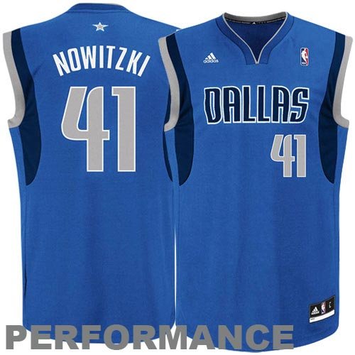 Dallas Mavericks Dirk Nowitzki Men's Blue NBA Replica Jersey, Large