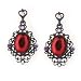 Jewelry : Lush Siam Red Hematite Tone Ornate Drop Earrings