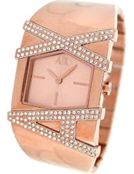 Armani Exchange AX3146 Womens Rose Gold Tone Crystal Accent Bangle Bracelet Watch