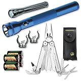 Zoom Produkt-Bild: Outdoor Set 12, bestehend aus: Leatherman Wave inklusive Lederholster, Mag-LED 3 D-Cell blau LED inklusive Batterien, LiteXpress Choice 103 schwarz, Mag-Lite Halterung D-Cell