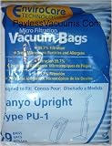 Sanyo Upright Type PU-1 Vacuum Bags Microfiltration with Closure - 3 Pack