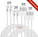 Yakonn USB Lightning Charging Cable, 3 Feet (2 Pieces), 6 Feet (2 Pieces) - White