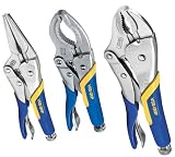 Irwin 91SG Vise Grip 3 Piece 10-Inch Curved Jaw 6-Inch Large Capacity and 6-Inch Long Nose Soft Grip Plier Set
