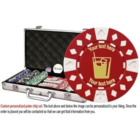 Custom Poker chip Set: Drink (Style 2) image & your custom text printed on the chips. 300 11.5 gram chip w/case & more.