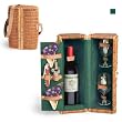 Bacchus Hunter Green Lining With Purple Grape Napkins 13.5 Inches Rattan Basket Deluxe Wine Service