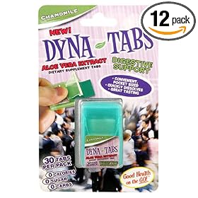 Dyna Tabs Dietary Supplement Aloe Vera Extract, Digestive Support, Chamomile, 30-Count Packages (Pack of 12)