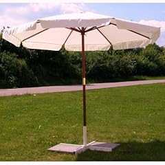 Sonnenschirm 3m, Landhausschirm 3 Meter, Marktschirm mit Hartholzgest�nge 300cm, beige, Schirm mit Seilzug, H-62019