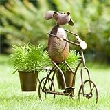 from DESIGN DELIGHTS BIG FLOWER POT HOLDER DOG on bike garden sculpture vases
