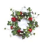 Melrose International Geranium Raspberry and Nest Polyester Wreath