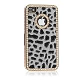 Luxury Designer Bling Crystal Leopard Cheetah Fur Hard Case Cover for Apple IPhone 4 4S