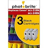 Photobrite 3-pk. Printer Cartridge Compatible for Canon BCI21/ 24 - Black