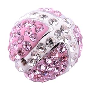 Kadima Swarovski Elements ,Disco Ball ,Shamballa Ball , Lots of 12pcs 15MM Alloy Cross Loose Beads with Light Pink/Clear Gemstone