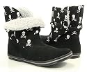 Black White Skull Booties Shearling Volatile--Vegan Friendly!