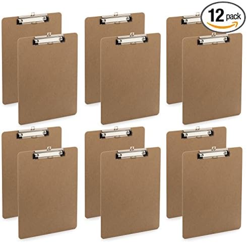 Clipboard Letter Size Low Profile Clip Hardboard Standard Size (Pack of 12)