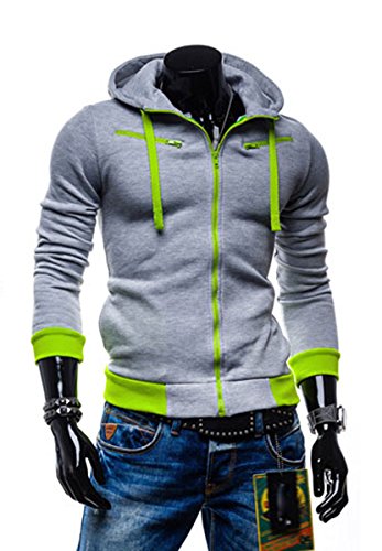 DOUBLEC Mens Fashion Zipper Hoodie Pullover Fleece Hoodies Top Coat