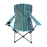 Proteam QS1017 - Contour Quickseat Folding High Back Adults Chair - Blue Stripe