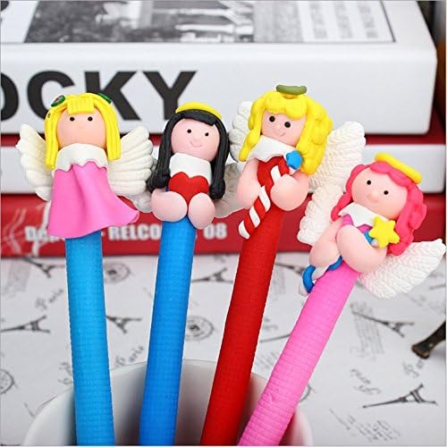 Trytry 8PCS Cute Kawaii Novelty Fashion Lovely Creative Cartoon Angel Black-Ink Ballpoint Pens 0.5mm Fine Point Gifts Prizes For Kids School Girls Teens Family Office Boys (Wholesale+
