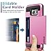 Vofolen Galaxy S6 Case, Anti-Shock Hybrid Bumper Armor Galaxy S6 Wallet Case Snap-on Soft Rubber Cover Protective Hard Shell with Card Holder Slide Slot Cover for Galaxy S6 (Pink)