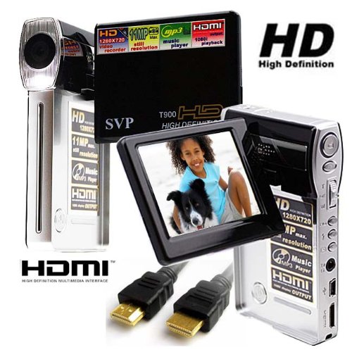 SVP T200-Black 1280x720p True HD Camcorder with 2.5 Flip LCD (Tripod Included)