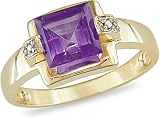 10K Yellow Gold 1 3/4 Carat Amethyst and Diamond Ring