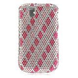 Premium Luxurious Designer Hard Diamond Crystal Snap-on Case for Blackberry Tour 9630 Case - Diamond Hot Pink Diagonal Checkers