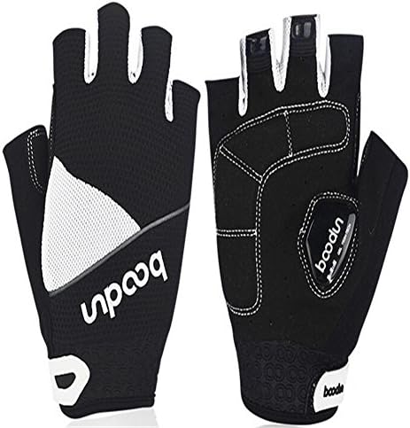 Aiban Mulit-functional Hiking Riding Biking Half Finger Anti-slip Cycling Gloves for Men and Women-XL(White)