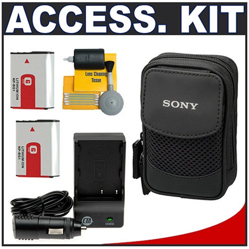 Sony CyberShot LCS-CSQ Soft Carrying Case + (2) NP-BG1 Batteries + Accessory Kit for DSC-T100, DSC-W120, DSC-W130, DSC-W200, DSC-W300 DSC-W55, DSC-W80, DSC-W90, DSC-T20 Digital Cameras