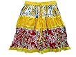 Ethnic Womens Wear Designer Cotton Crinkled Yellow Print Short Mini Skirt