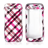 FOR BLACKBERRY PEARL 9100 HARD CASE CHECK PINK BROWN