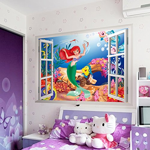 Zooyoo Wholesale Peel and Stick Wall Sticker for Kids Baby Bedroom (50*70CM Princess Ariel)