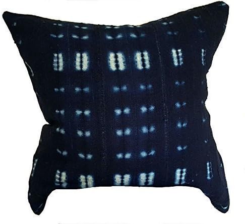 Geometric Indigo African Mudcloth Throw Pillows