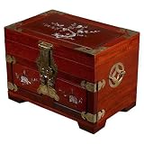 Handmade Mother Of Pearl Wood Jewelry Box - Chinese Bird & Floral Plum Tree Design
