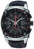Seiko Men's SPC039P2 Sportura Flyback Chronograph Grey Dial Black Leather Watch