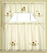 3pc Beige with Yellow Sunflower and Butterfly Kitchen/Cafe Curtain Tier and Swag Set
