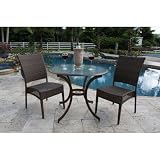 Grenada Patio 3 Piece Glass Bistro Set with Side Chairs
