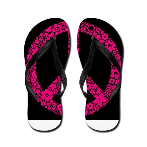 Artsmith, Inc. Kid's Flip Flops (Sandals) Flowered Peace Symbol PBB
