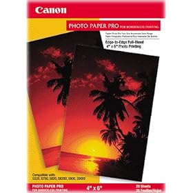 Canon Photo Pro Borderless Photo Paper (4inx6in, 20-Sheets)