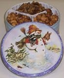 Scott's Cakes Glazed Nut Combo Macadamia Nut, Cashew, and Pecan in a Classic Snowman Tin by Scott's Cakes