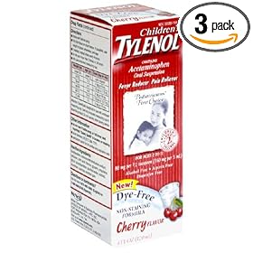 Tylenol Children's Pain Reliever/Fever Reducer, for Ages 2 to 11, Stage 2, Cherry Flavor, Oral Suspension, 4-Ounce (120 ml) (Pack of 3)