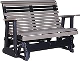 Outdoor Polywood 4 Foot Porch Glider - Plain Rollback Design *WEATHERWOOD/BLACK* Color