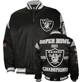 Oakland Raiders Commemorative Super Bowl Champions Leather Varsity Jacket