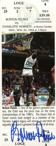 Robert Parish Autographed/Hand Signed Boston Celtic Ticket