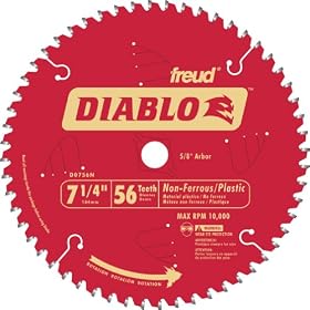 Freud D0756N Diablo 7-1 4 56 Tooth TCG Non-Ferrous Metal and Plastic Cutting Saw Blade... by Diablo