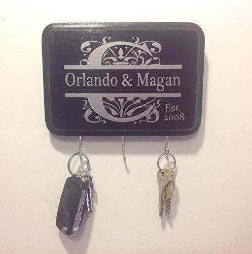 Black &amp; Silver/ Black &amp; Gold Personalized Monogram Key Holder. Perfect for wedding gift, anniversary gift, engagement gift and bridal shower gift.
