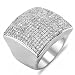 Platinum Plated Concave Square Shaped Round White CZ Cubic Zirconia Mens Flashy Hip Hop Iced Pinky Ring (1 inch wide) Platinum Plated Concave Square Shaped Round White CZ Cubic Zirconia Mens Flashy Hip Hop Iced Pinky Ring (1 inch wide)
