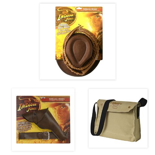  Indiana Jones Child Costume Kit with Hat, Whip, Satchel and Belt with Gun and Holster
