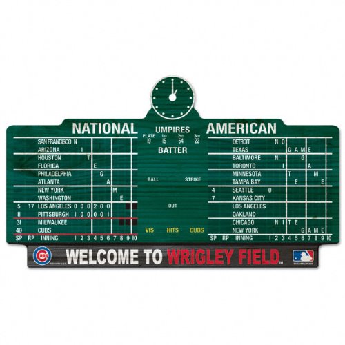 Chicago Cubs Scoreboard 11x17 Wood Sign