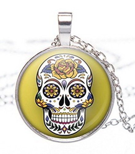 Stepsucceed Skull Pendant Necklaces Mood Expression Alloy Glass (2 Pieces)